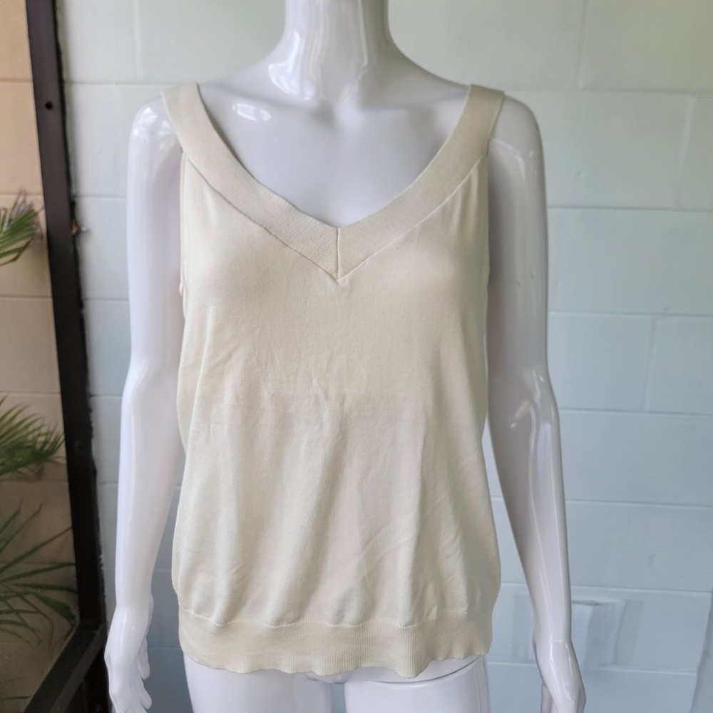 NWT Lauren Ralph Lauren Silk Blend Camisole Cream Top Women L Quiet Luxury Chic